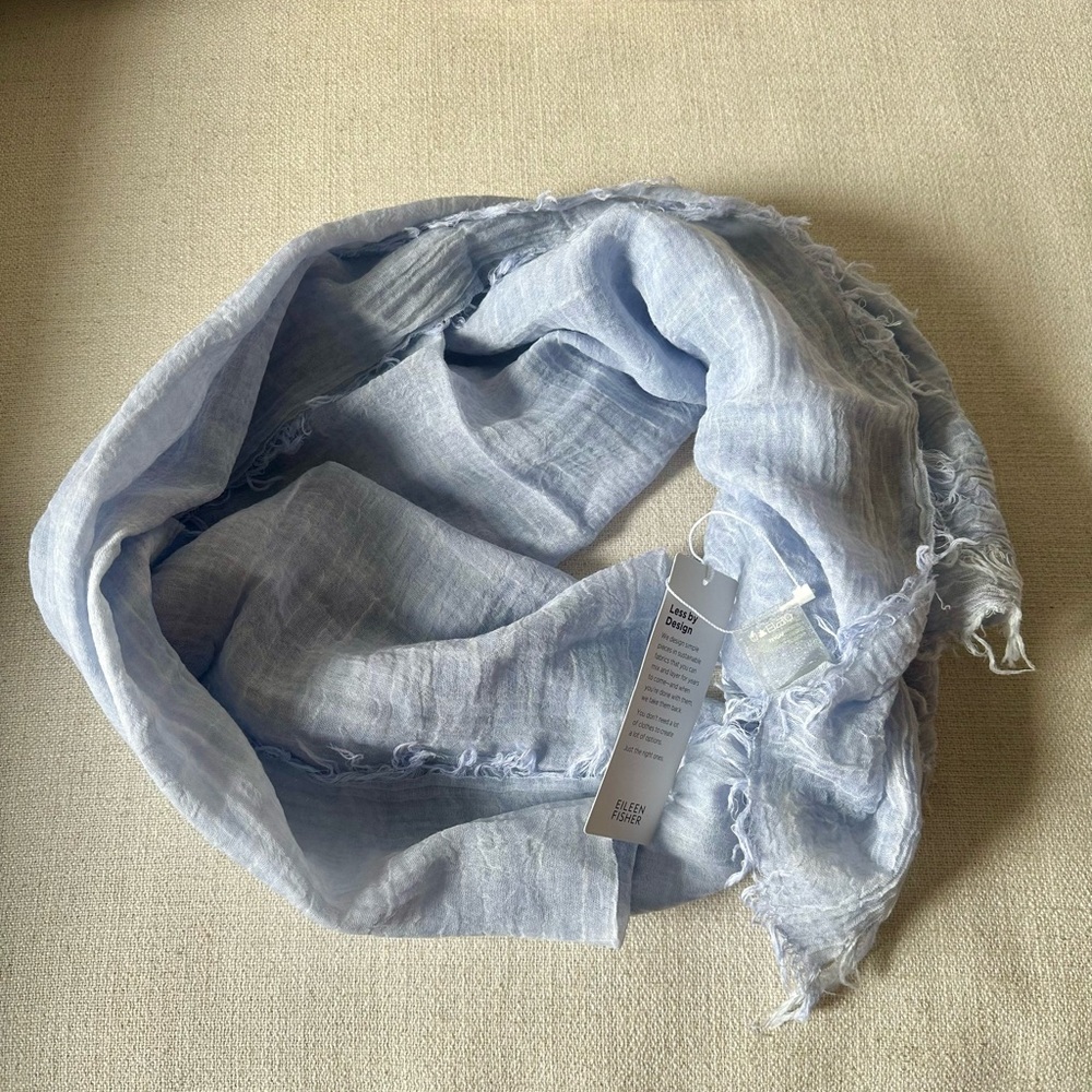 Light Blue Frayed Edge Scarf